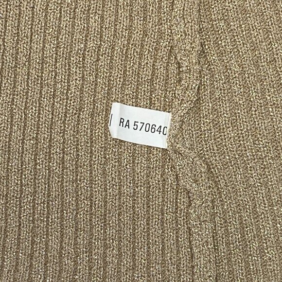 Venezia Jeans Co Gold Metallic Rib Knit Tank Sleeveless V-Neck Shimmer Top Lurex - Picture 12 of 12